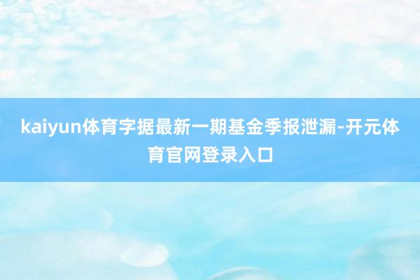 kaiyun体育字据最新一期基金季报泄漏-开元体育官网登录入口