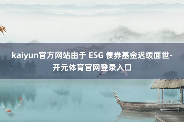 kaiyun官方网站由于 ESG 债券基金迟缓面世-开元体育官网登录入口