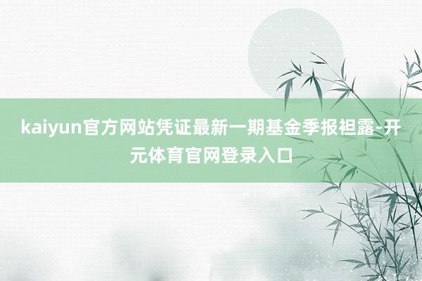 kaiyun官方网站凭证最新一期基金季报袒露-开元体育官网登录入口